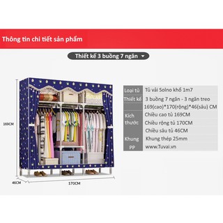 Tủ vải cao cấp Solno khổ 1m7