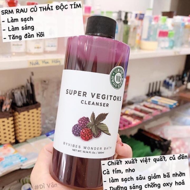 Sữa Rửa Mặt Thải Độc Sủi Bọt Rau Củ Super Vegitoks Cleanser - Màu Xanh