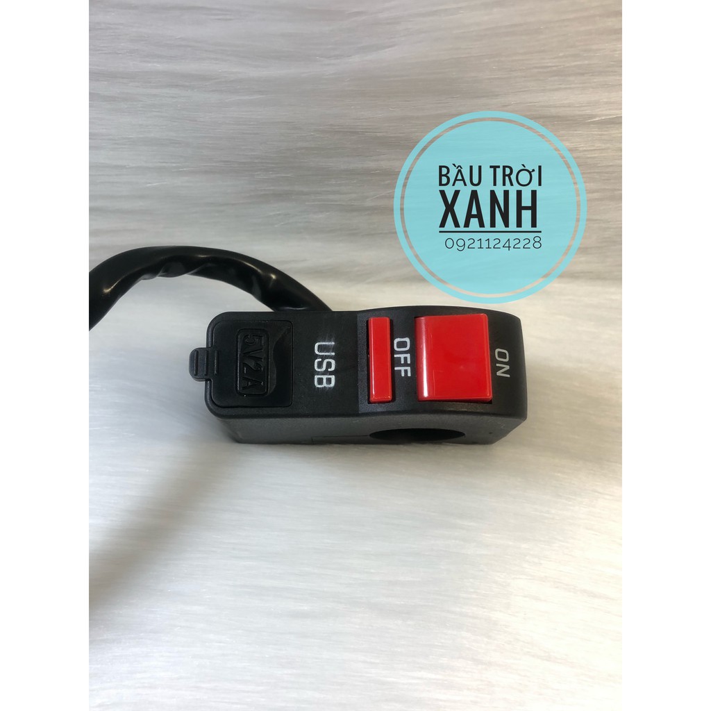 Cùm công tắc on/off gắn ghi đông có ổ cắm USB