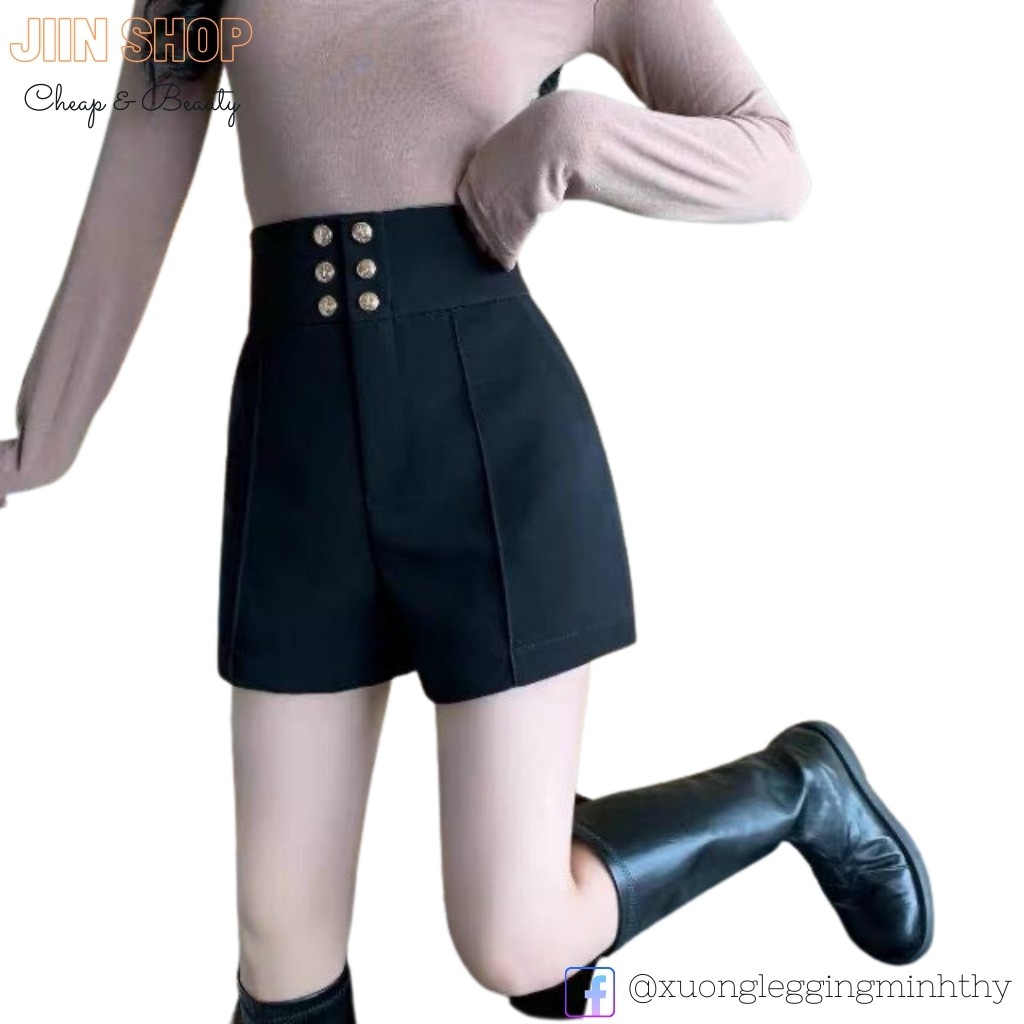 Quần sooc cạp cao khuy cách điệu , phong cách Hàn Quốc by Jiin shop