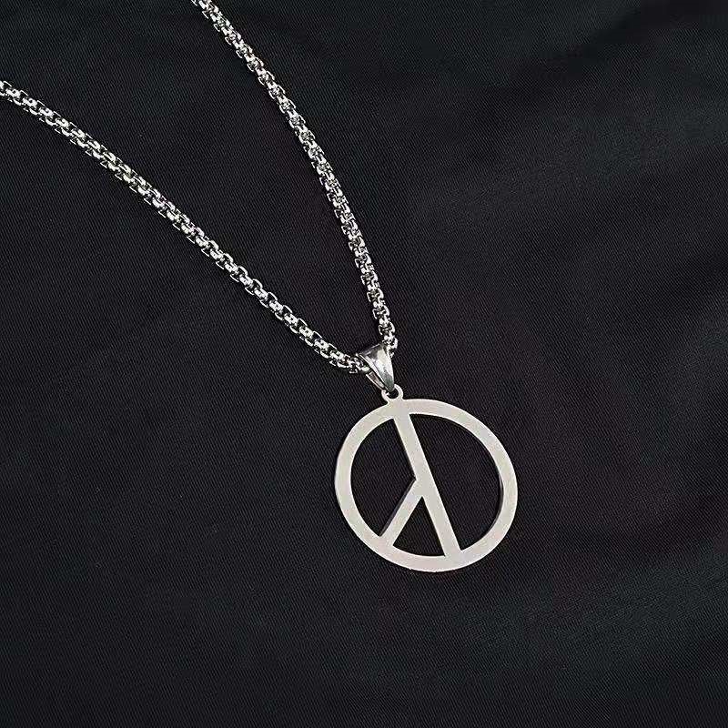 Dây Chuyền Mặt Logo Hòa Bình Bằng Thép Không Gỉ Thời Trang Phong Cách Hip Hop Cho Nam Và Nữ F891