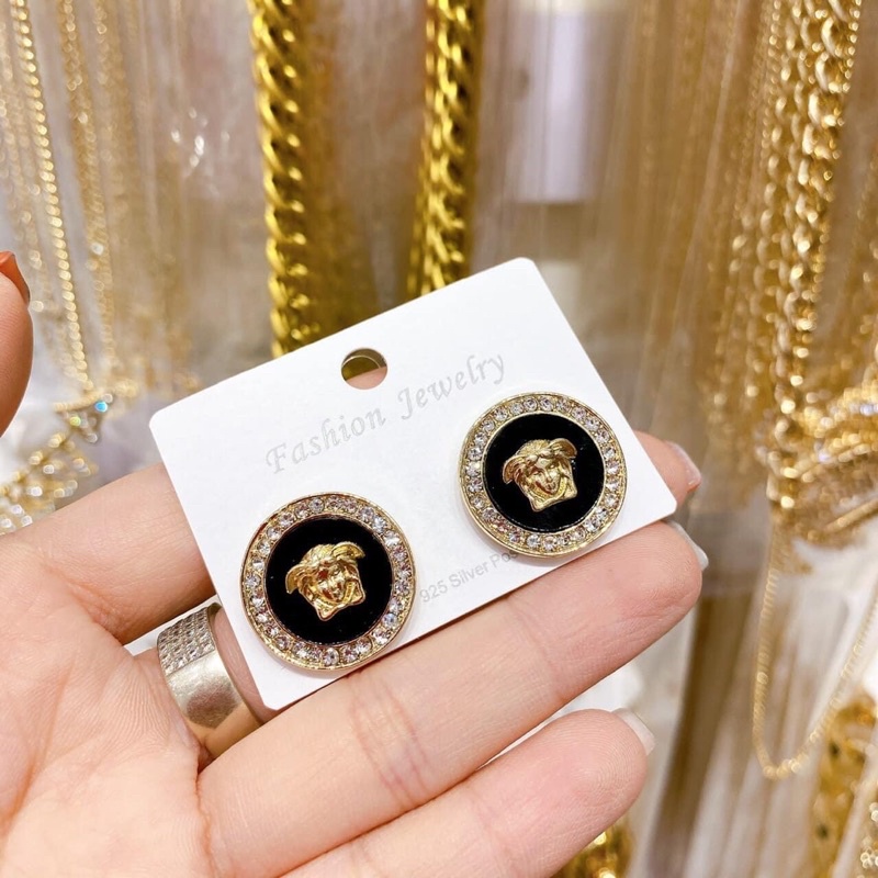 Bông tai nữ đính đá nhân tạo