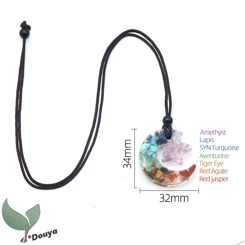 Dây Chuyền Mặt Trăng Và Ngôi Sao 7 Chakra Cho Nữ | Bảo Vệ EMF | Máy Phát Điện Năng Lượng / Vòng Cổ Yoga