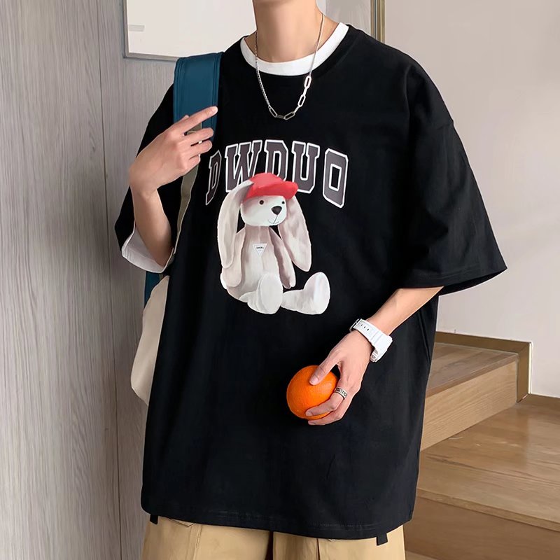 Áo Thun Tay Ngắn Cổ Tròn In Chữ Thoải Mái Thời Trang Mùa Hè Phong Cách Hàn Quốc Cho Nam Giới Size M-8XL