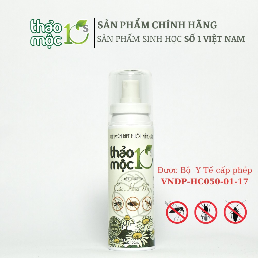 Bình Xịt Diệt Côn Trùng Ruồi Muỗi Kiến Gián Thảo Mộc 10s 100% Sinh Học Chai 100ml An toàn Hiệu Quả Tiện Lợi Mang Theo