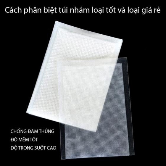 Set 100 Túi Hút Chân Không Một Mặt Nhám, Cuộn và túi đựng thực phẩm 1 mặt nhám, hàng cao cấp, An toàn,