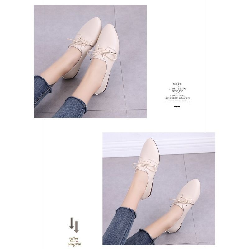 Giày Bệt Nữ, Giày Búp Bê Da Mũi Nhọn Thời Trang Mery Shoes Cực Xinh Có Dây Buộc - MBS182 | BigBuy360 - bigbuy360.vn