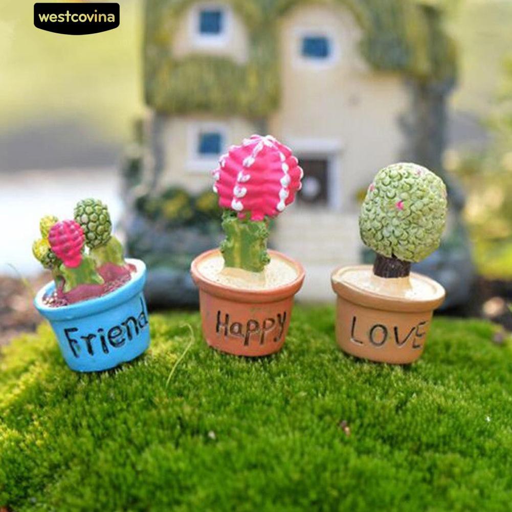 Chậu bông xương rồng nhỏ trang trí nhà búp bê