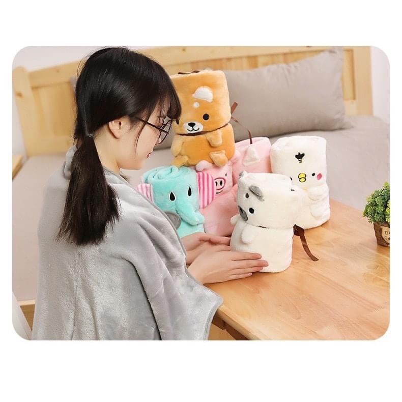 Chăn lông tuyết văn phòng chăn hè cho bé lông mềm mịn nhiều hình dễ thương kích thước 100cm x 80cm MiibooShi TB255222H