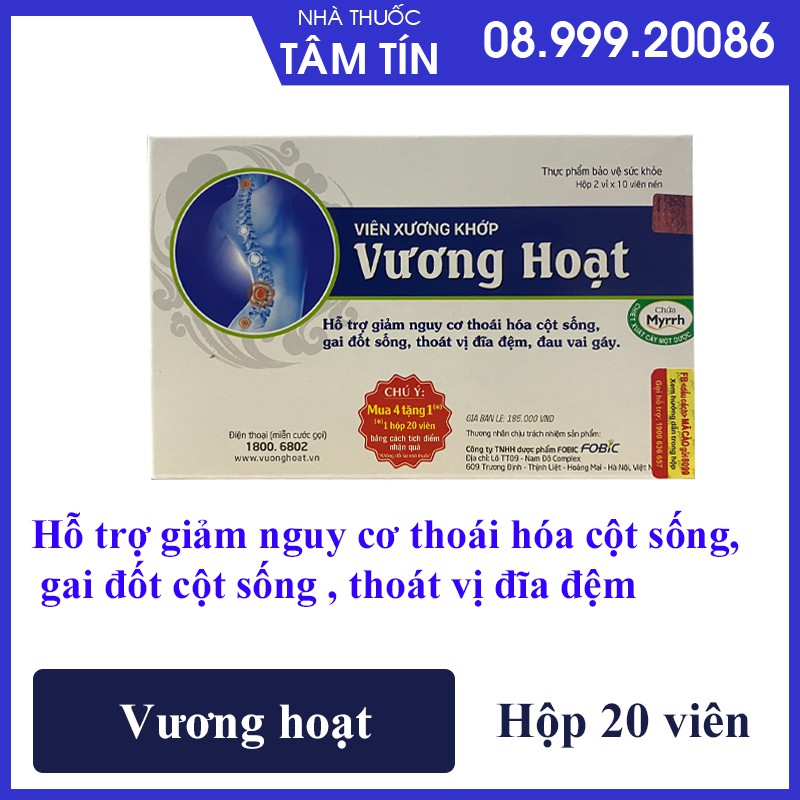 [MUA 4 TẶNG 1 ] Viên xương khớp Vương Hoạt - Hỗ trợ giảm nguy cơ thoái hóa cột sống