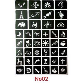 Khuôn tattoo hình Con Voi, bông tuyết, các hình nhỏ đâng yêu mã No02