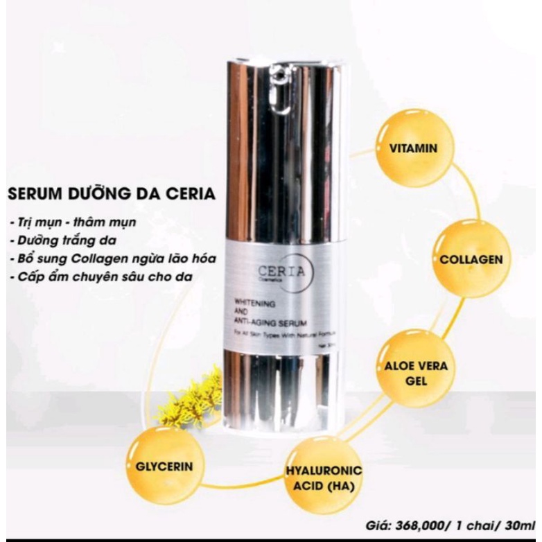 serum ceria cosmetics dưỡng trắng da tái tạo, giữ ẩm da 30ml