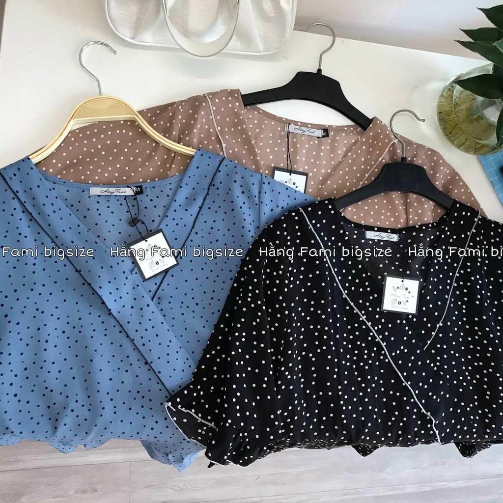Áo chấm bi viền bèo bigsize (A363)