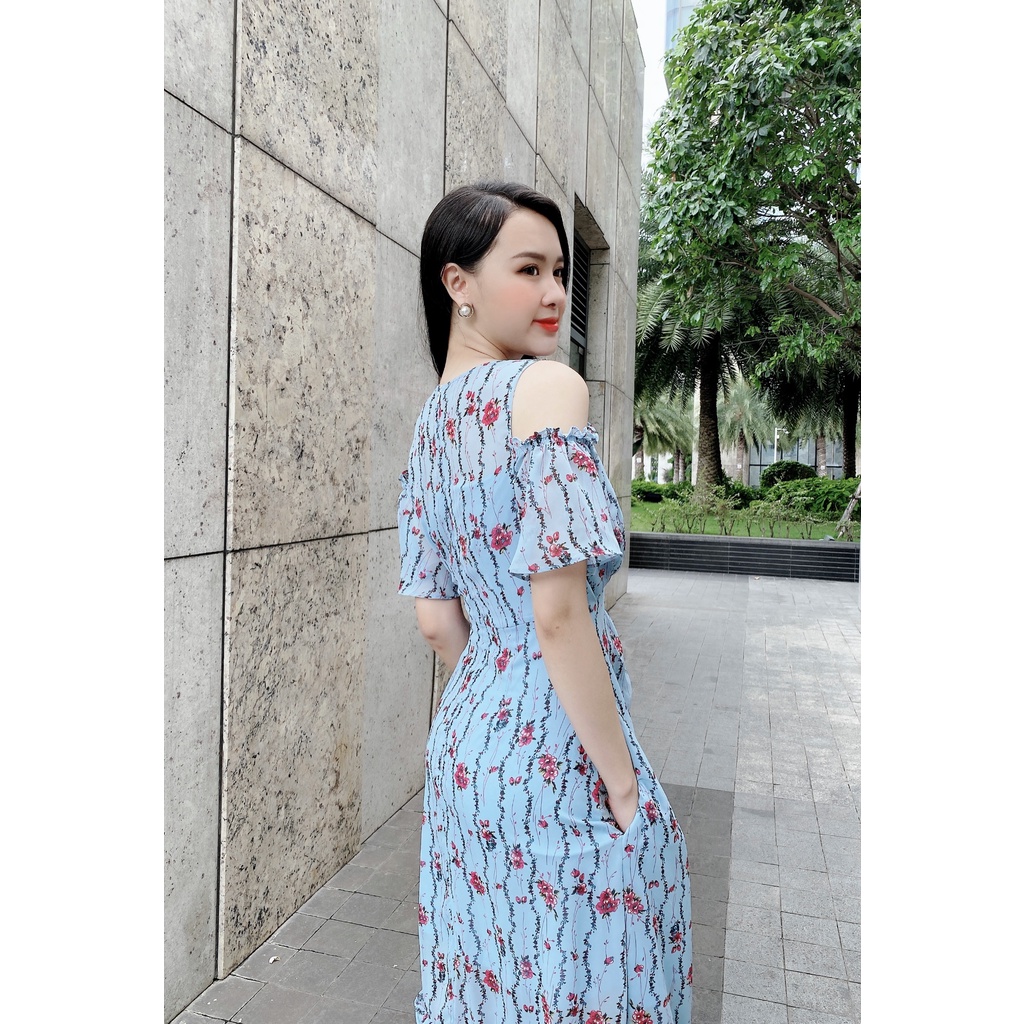 ĐẦM MAXI HOA DÂY RỚT VAI ĐIỆU ĐÀ CHO CÔ NÀNG TIỂU THƯ-DAM018