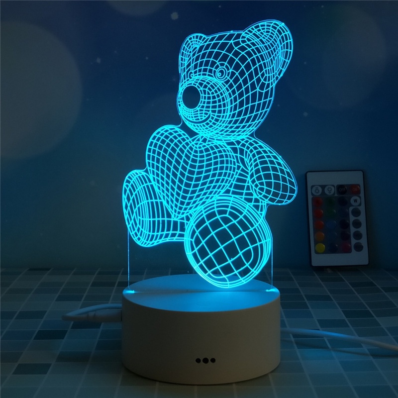 16 Màu Kèm Điều Khiển Đèn Ngủ 3D led usb Đèn Trang Trí Quà Tặng Sinh Nhật Ý Nghĩa