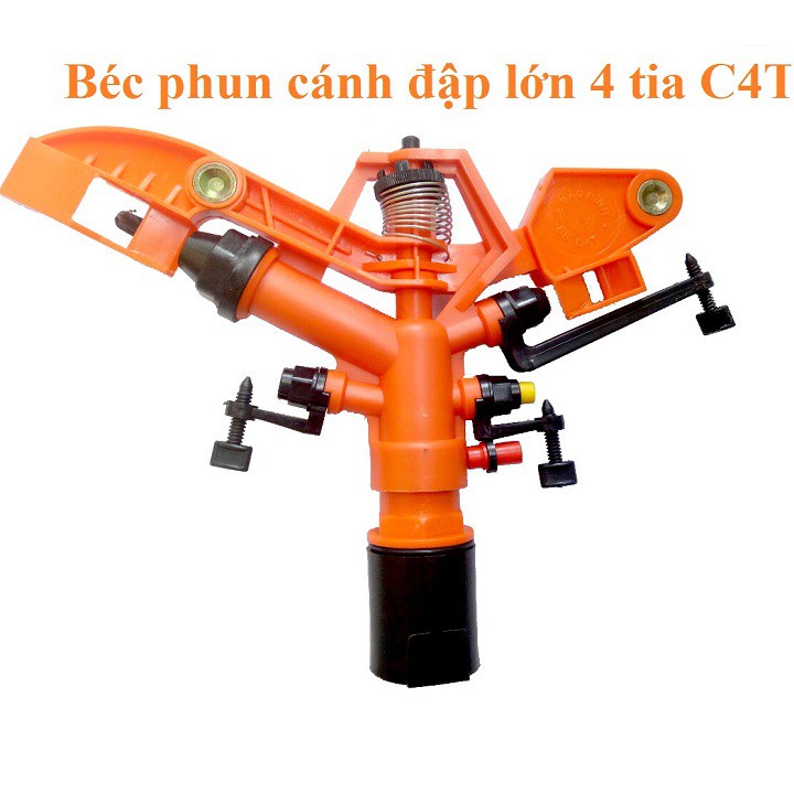 Béc tưới cây phun cánh đập 4 tia ren trong 34 tặng nối 34 ren ngoài 34 chuyên tưới cây công nghiệp hồ tiêu, cà phê,...