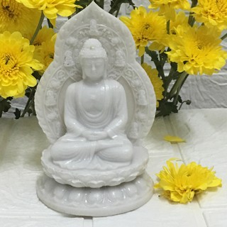 Tượng Phật A Di Đà màu trắng cao 15 cm x 9 x 9 cm