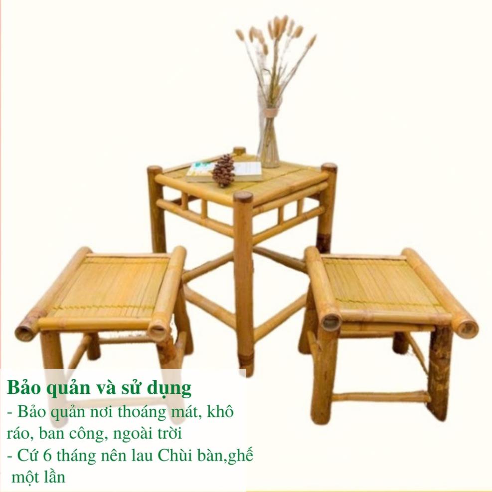 Bộ bàn ghế ban công tre cao cấp gồm 1 bàn và 2 ghế , dùng thư giãn trang trí phòng khách sân vườn quán caffee/ Đà Nẵng