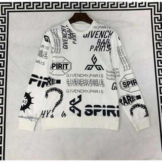 G1venchy Autumn Winter 2020 New Men's Long Sleeve Round Neck Sweater in White Lettering