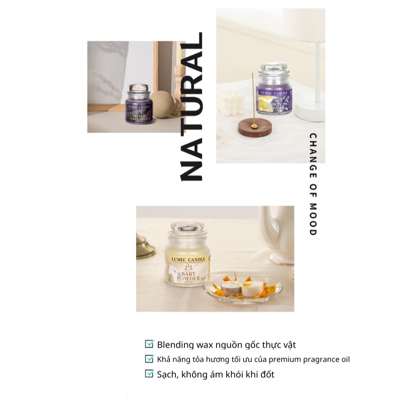 Nến Thơm Cao Cấp Hàn Quốc LUMIE CANDLE Small Jar size S 70g - 12 Mùi Hương