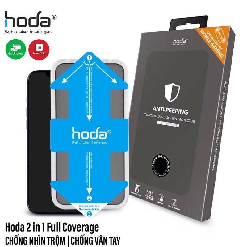 Cường lực Hoda 2 in 1 chống nhìn trộm cho iP 15 Pro Max ip 14 pro max/ip 13 pro max Nguyễn Gia group Cao Đạt q5