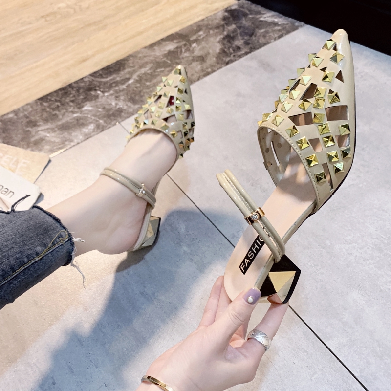 Giày cao gót đính đá thời trang Hàn Quốc sang trọng cho nữ