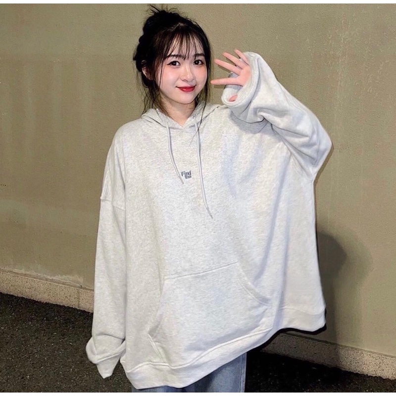 [ sẵn ] Áo Hoodie Nỉ Xám Trắng Chữ Thêu FIND THE [nam nữ mặc ] | BigBuy360 - bigbuy360.vn
