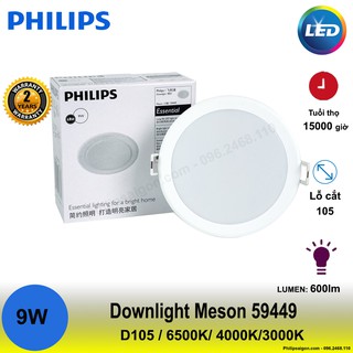 Đèn downlight led philips âm trần meson 59449 9w d105