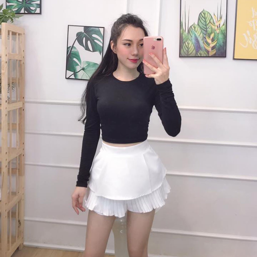 Áo Croptop Body Tay Dài Trắng Đen MS:Z01
