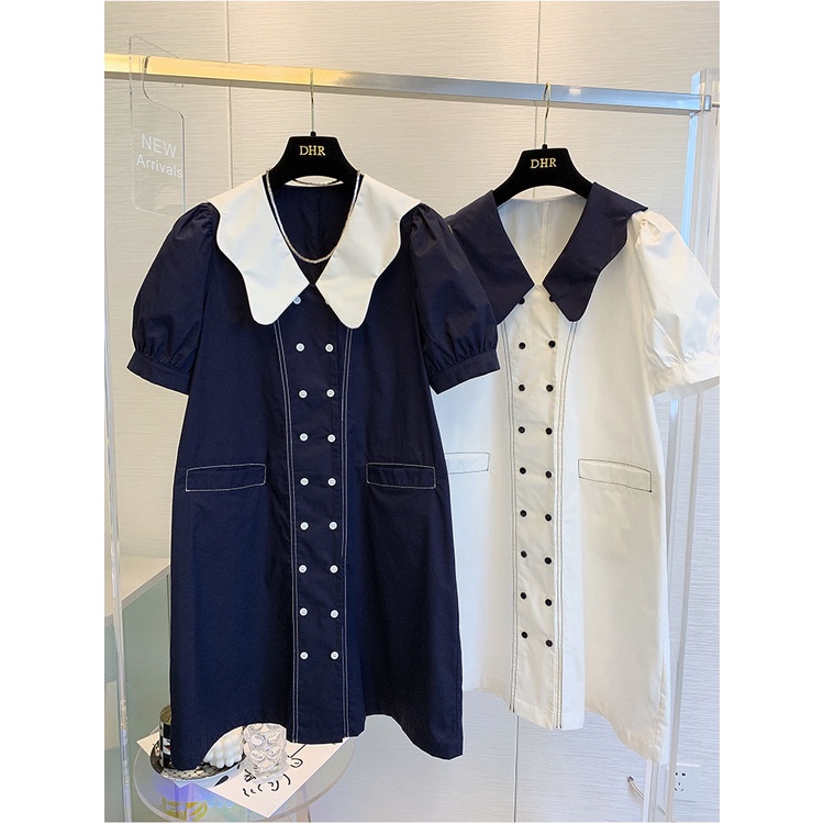 Áo Cotton Ngắn Tay Cổ Búp Bê Dáng Ôm Thời Trang Mùa Hè Pháp