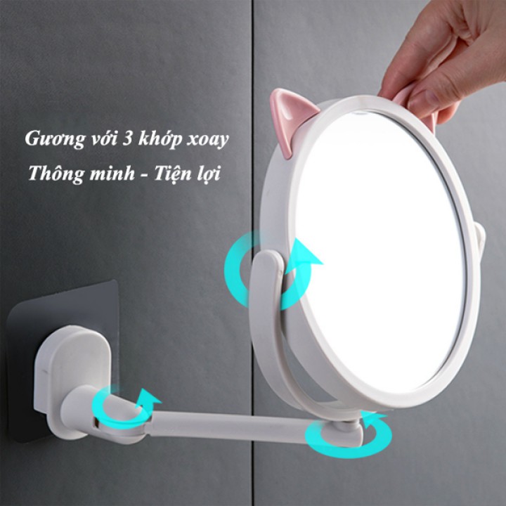 GƯƠNG SOI TRANG ĐIỂM DÁN TƯỜNG HÌNH MÈO XOAY 360 ĐỘ-GƯƠNG SOI GẤP GỌN GẮN TƯỜNG NHÀ TẮM NHÀ VỆ SINH SP004724-SHOP10K.VN