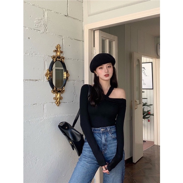 Áo body, sexy, bó sát ✔️ thun dài tay ✔️ xoắn áo trễ vai gợi