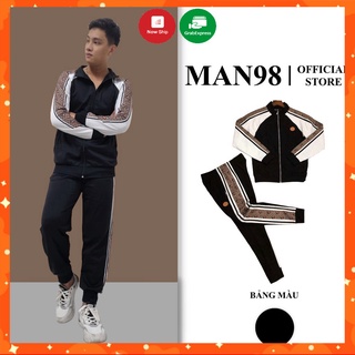 Bộ nỉ nam thu đông, đồ bộ thể thao nam kéo khóa viền tay Mickey cao cấp M9