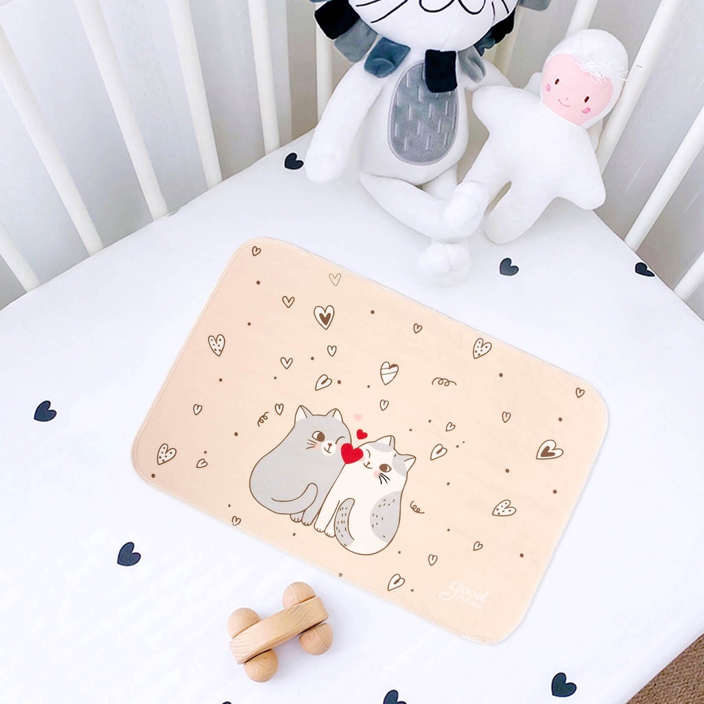 Miếng Lót Chống Thấm, Tấm lót chống thấm cho bé sơ sinh Goodmama Set 5 chiếc kích thước 30x40cm, họa tiết ngộ nghĩnh