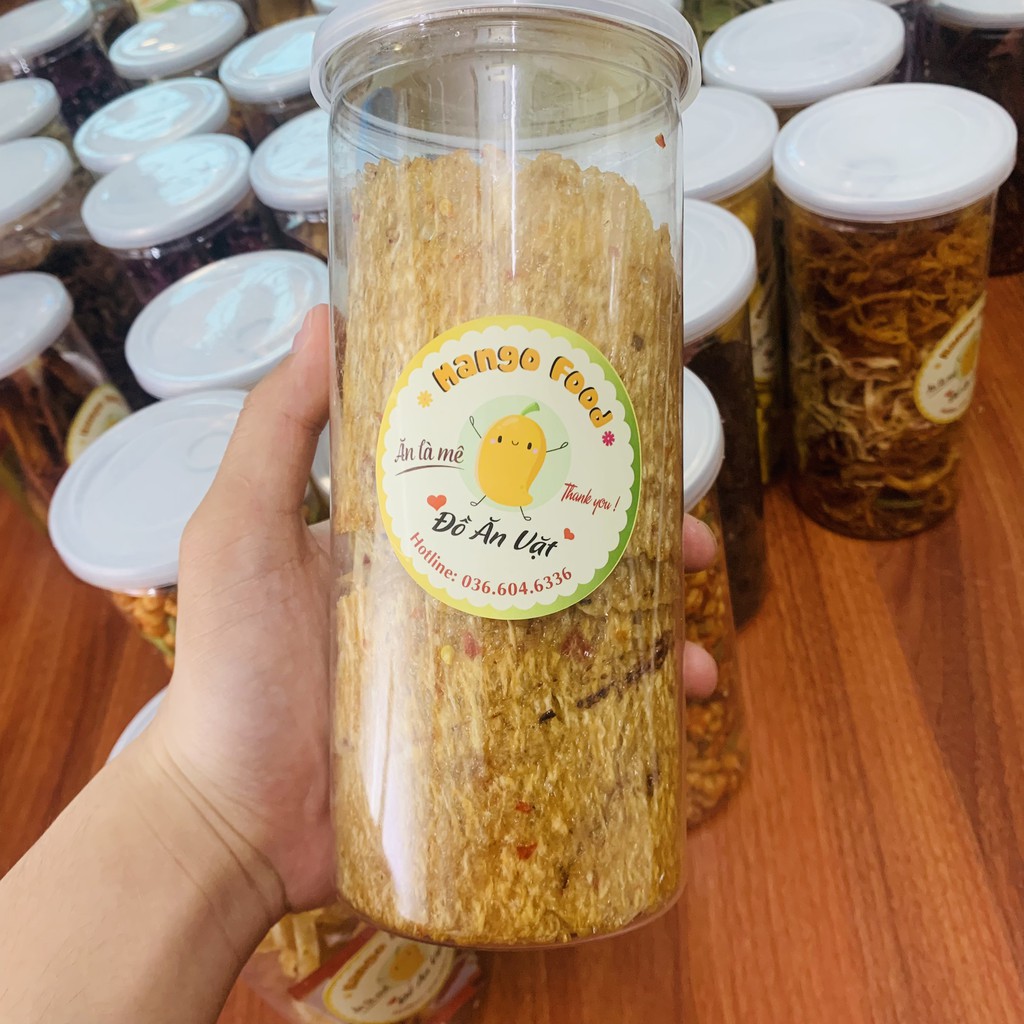 Mực cán tẩm gia vị cay đồ ăn vặt Hà Nội Mango đóng hũ pet siêu sạch trọng lượng 200g | BigBuy360 - bigbuy360.vn