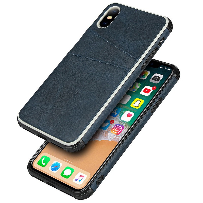 Ốp điện thoại da mềm có ngăn giữ thẻ chống va đập cho iPhone XR XS max XS iPhone 7 Plus iP 8+ X 6S+ Plus