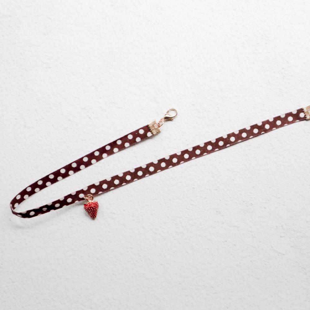 Vòng Cổ choker Hình Quả Dâu Màu Đỏ Rượu Thời Trang Xuân Hè