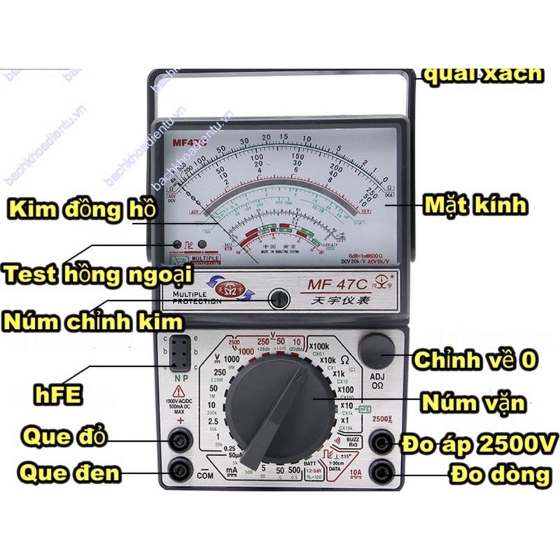 Đồng Hồ Vạn Năng Kim MF47C Tặng Kèm 2 Pin