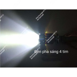 Đèn pha led xe máy 7 màu 4 tim chân h4