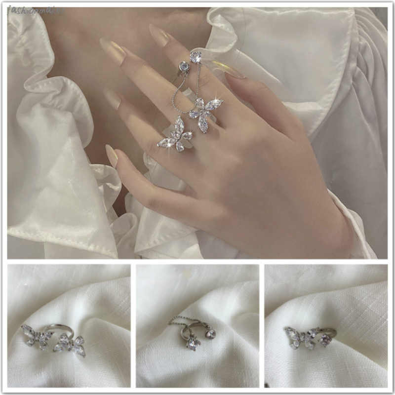 Nhẫn Hở Hình Bướm Xinh Xắn Dành Cho Nữ phụ kiện bộ trang sức nhẫn Yanqueens Quà tặng phụ kiện