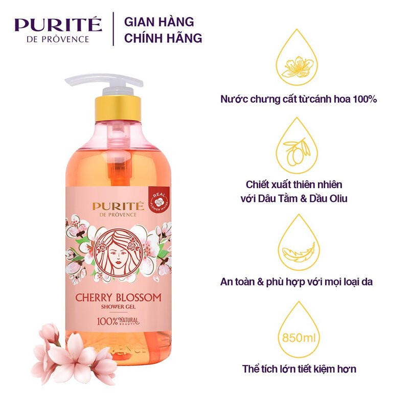 Sữa Tắm Purité Sáng Mịn Da Hương Hoa Anh Đào Cherry Blossom Shower Gel