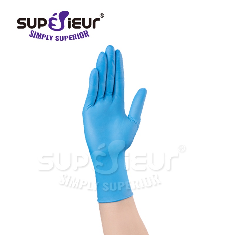 Găng Tay Y Tế Nitrile Superieur Không Bột Màu Xanh -Găng Tay NBR Cao Cấp - Y Tế/Nha Khoa/Thí Nghiệm