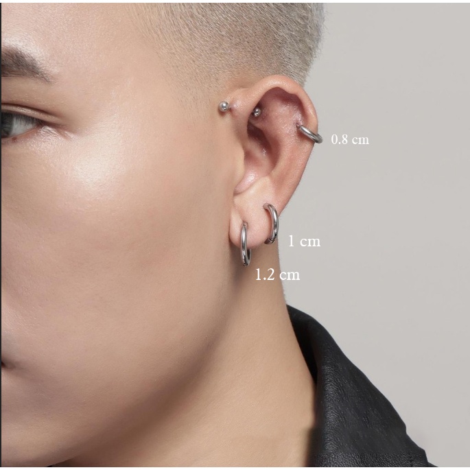 Khuyên tai bạc ta cá tính basic, khuyên bạc nam cao cấp nhiều size 1994 SILVER