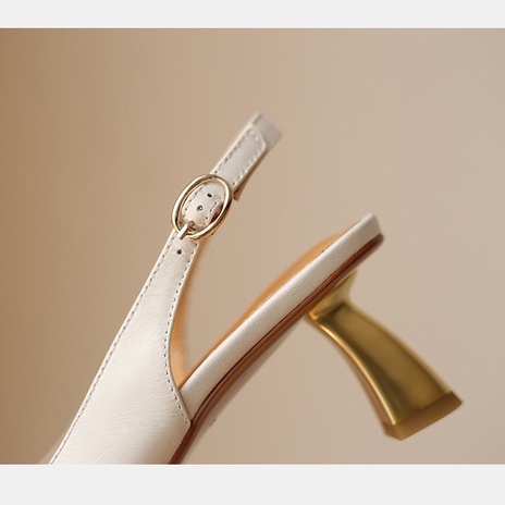 Giày Sandal Cao Gót Hở Ngón Bằng Da Mùa Hè Năm 2021 Có Khóa Cài Cho Nữ