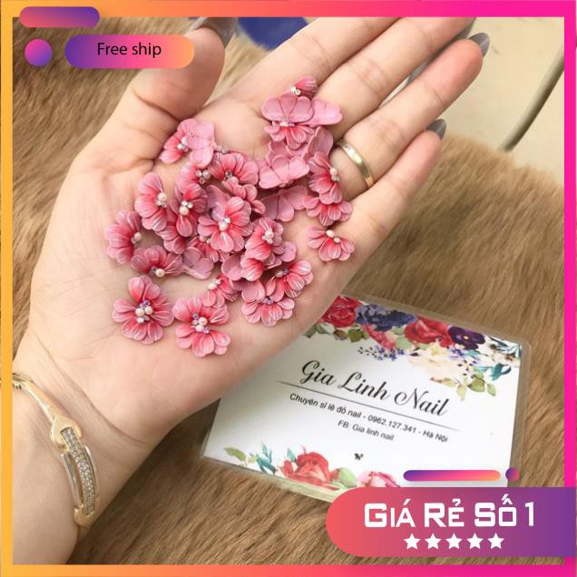 Hoa bột nail gắn móng tay | Hoa cúc ruby ( set 10 bông )