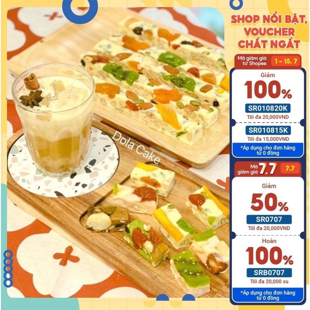 Kẹo Nougat 125g mix 5 vị ( sữa, matcha, cà phê, bánh quy, sữa dừa)