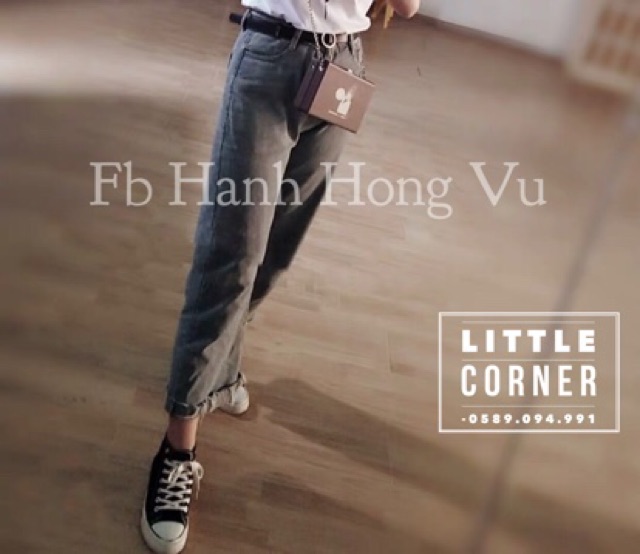 Quần baggy jeans lưng cao ống loe nhẹ ulzzang kèm ảnh thật