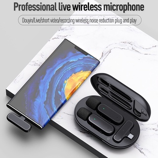 Micro không dây với hộp sạc/mini mic livestream/Mic giảm tiếng ồn 2.4GHz /micro không dây cài áo/mic thu âm không dây cho iphone/ipad/Android Youtube/live stream Facebook Vlog