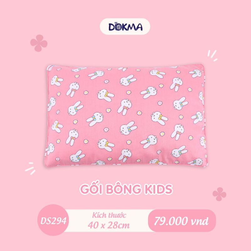 [Dokma] GỐI BÔNG TRẺ EM cotton mềm, thấm hút tốt 2-8 tuổi (kt 46*31cm)