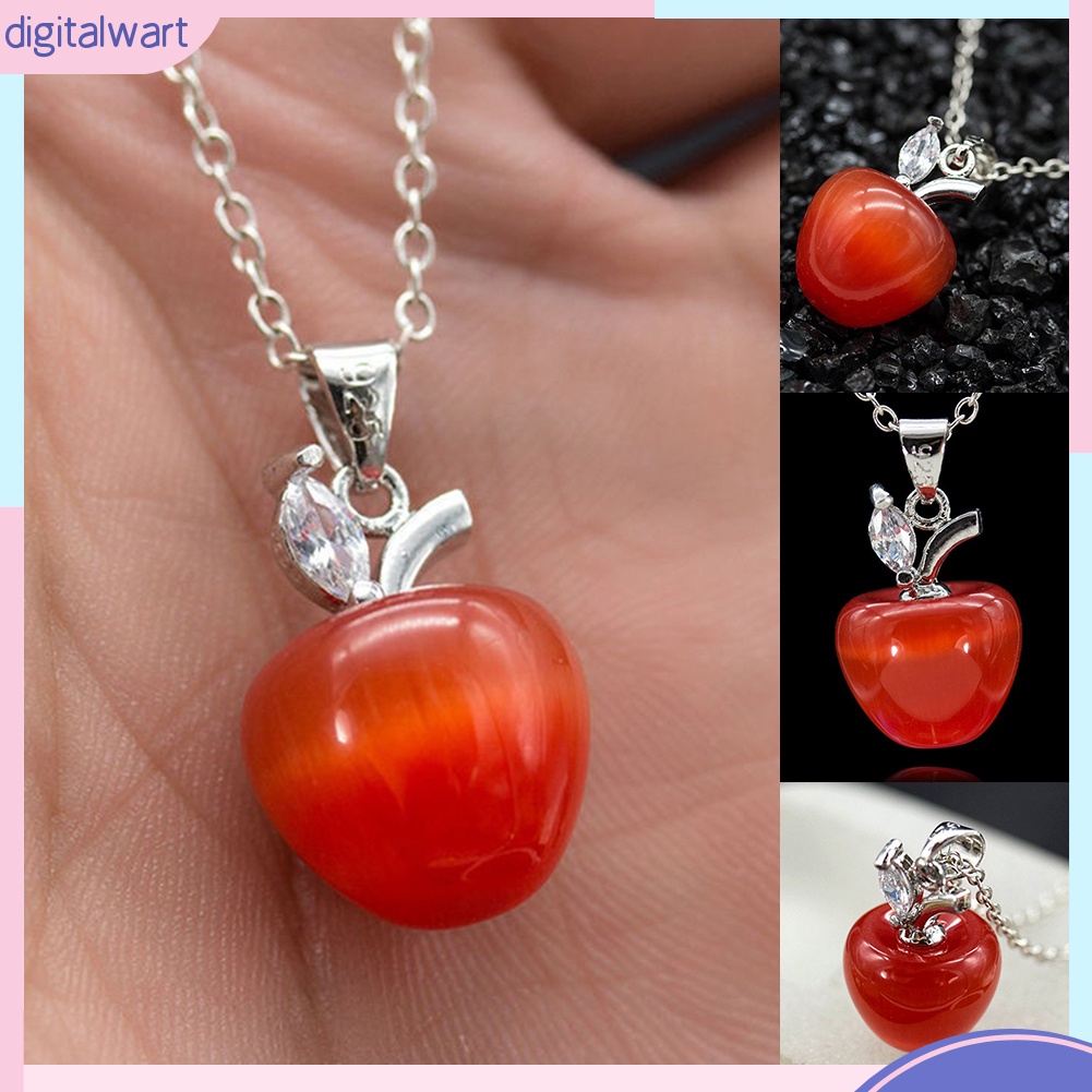 Mặt dây chuyền quả táo đỏ ngọc mắt mèo thời trang